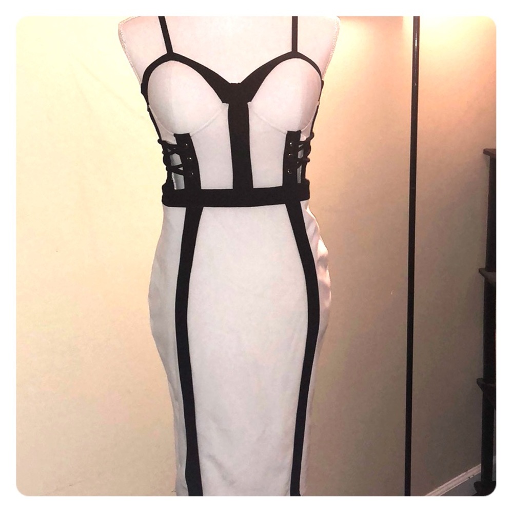 Black & White Colorblock Cocktail Dress